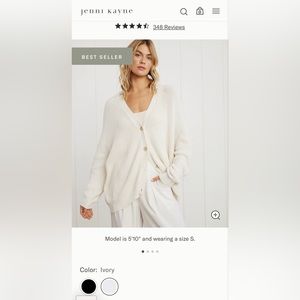 Jenni Kayne ivory cotton cocoon sweater, size S